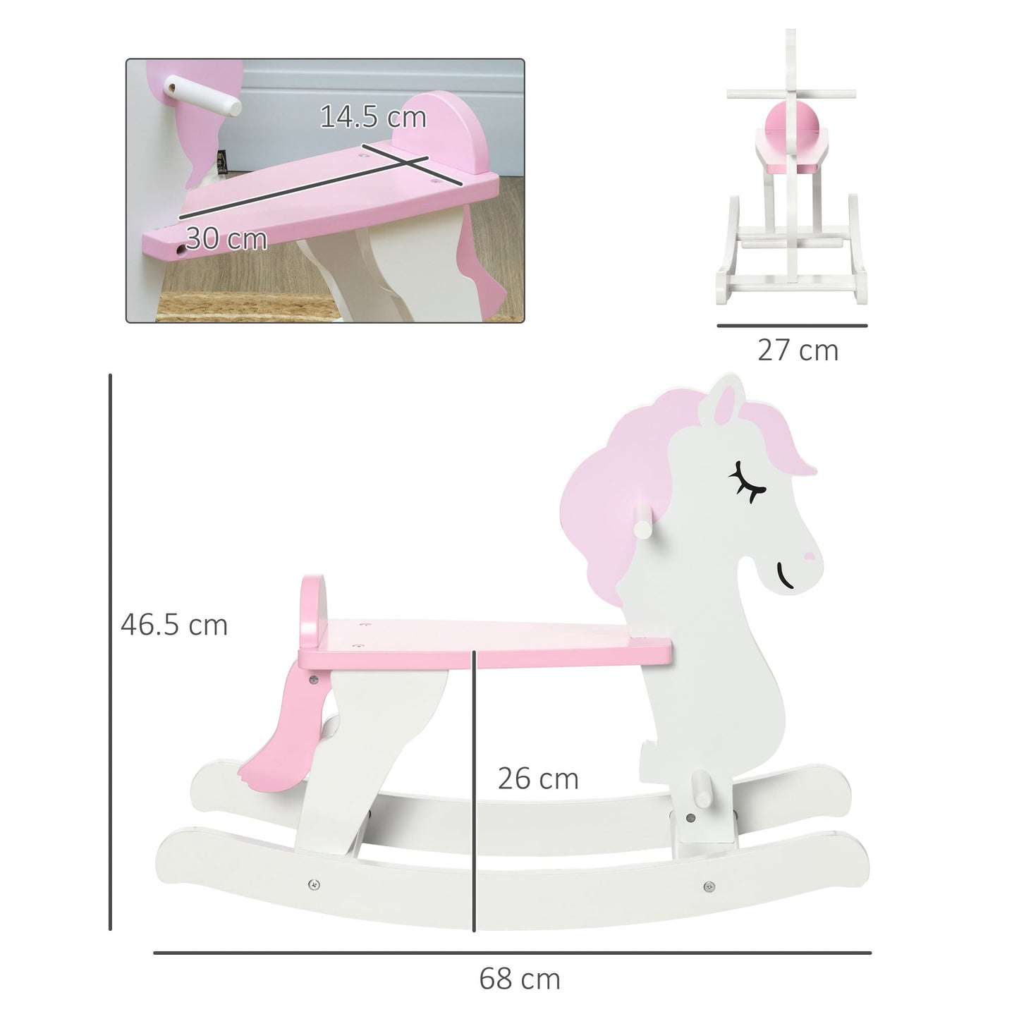 Wooden Unicorn Rocking Horse for Toddlers (Ages 1–3) – HOMCOM