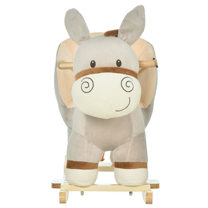 Grey Donkey Plush Rocking Ride-On Toy with Sound – HOMCOM