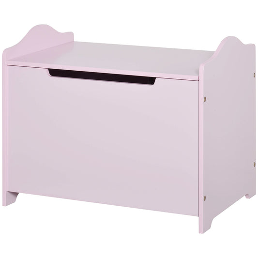 Pink Wooden Kids Toy Box – Safety Hinge Storage Chest for Toys & Books