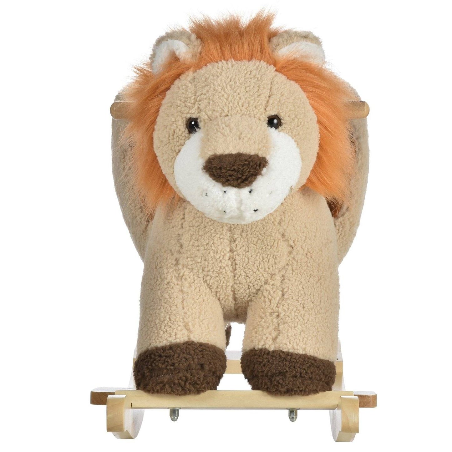 Plush Lion Rocking Horse Ride-On Toy with Sound & Safety Belt – HOMCOM