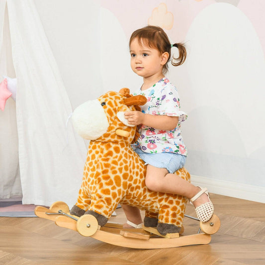 2-in-1 Giraffe Rocking Horse with Wheels & Sounds (Ages 3–6)
