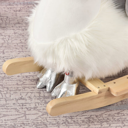 Plush Swan Rocking Ride-On Toy with Sound – White & Grey
