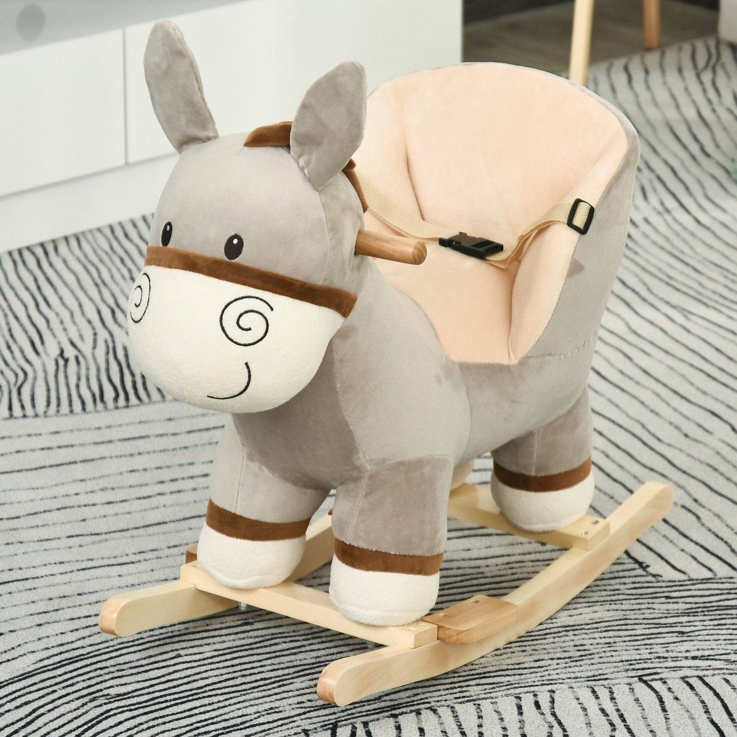 Grey Donkey Plush Rocking Ride-On Toy with Sound – HOMCOM