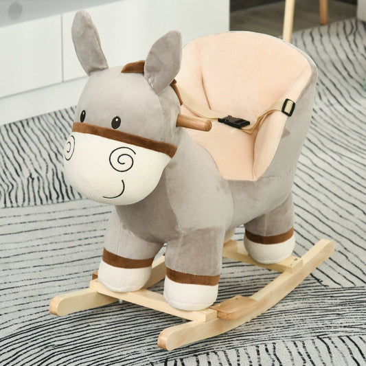 Grey Donkey Plush Rocking Ride-On Toy with Sound – HOMCOM