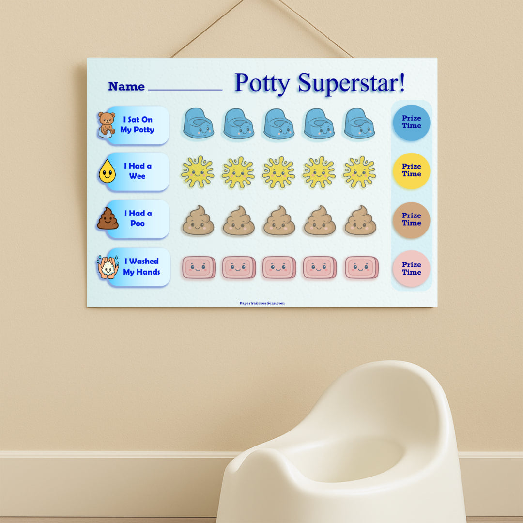Potty Training Reward Chart – Reusable Dry Erase Whiteboard for Toddlers & Kids
