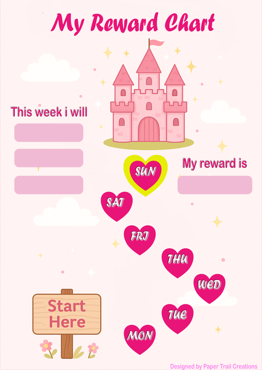 Princess Castle Reward Chart - A4 Dry Erase Board