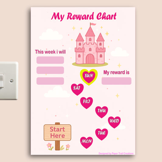 Princess Castle Reward Chart - A4 Dry Erase Board