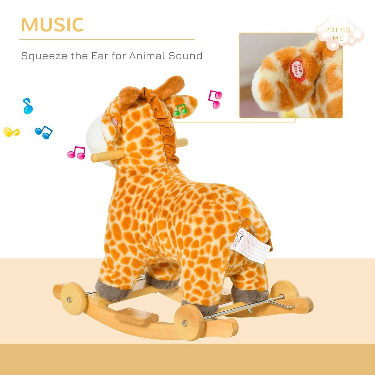 2-in-1 Giraffe Rocking Horse with Wheels & Sounds (Ages 3–6)