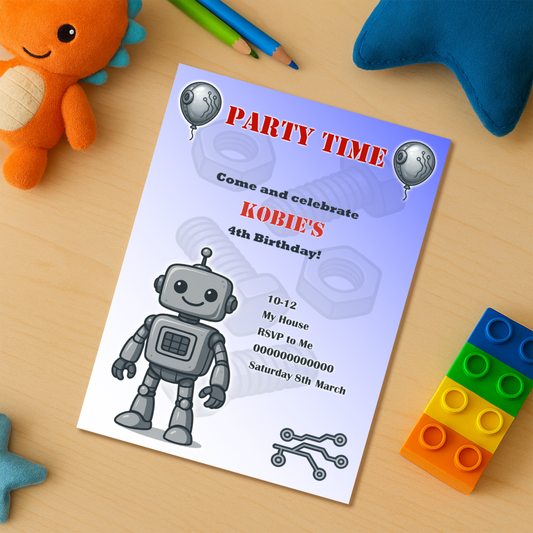 Personalised Robot Birthday Invitations From £19.90