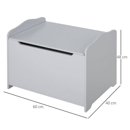 Grey Wooden Kids Toy Box – Storage Chest with Safety Hinge