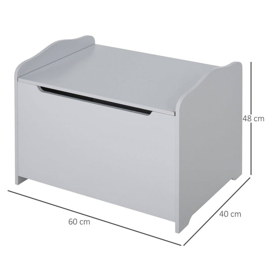 Grey Wooden Kids Toy Box – Storage Chest with Safety Hinge