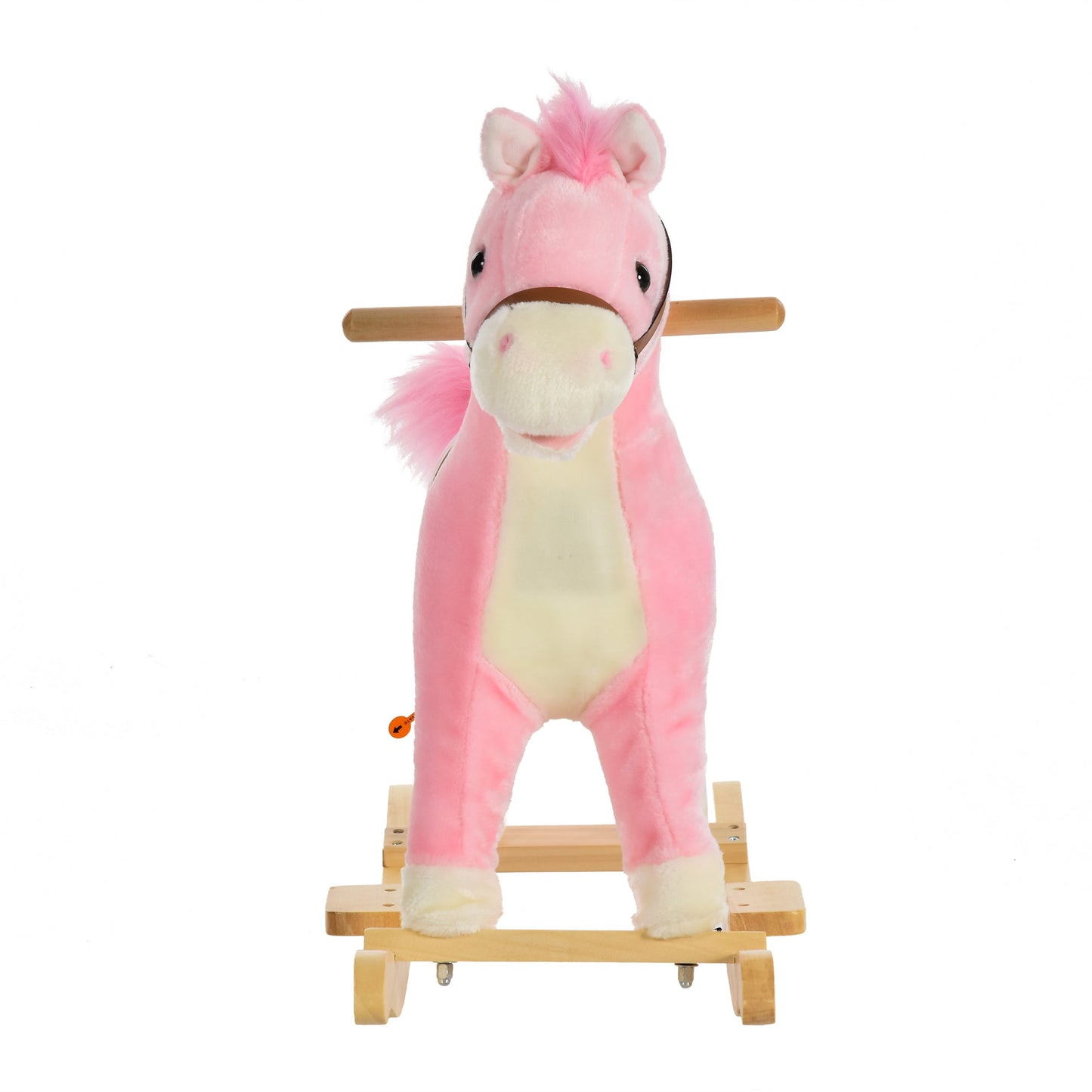 Pink Plush Rocking Horse Toy with Sound, Moving Mouth & Tail – HOMCOM