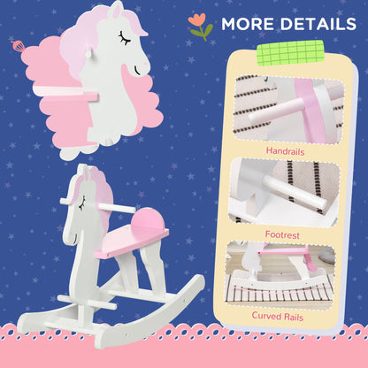 Wooden Unicorn Rocking Horse for Toddlers (Ages 1–3) – HOMCOM